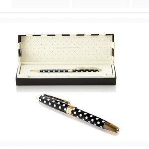 kate spade to do list ballpoint pen black white polka dot nwt